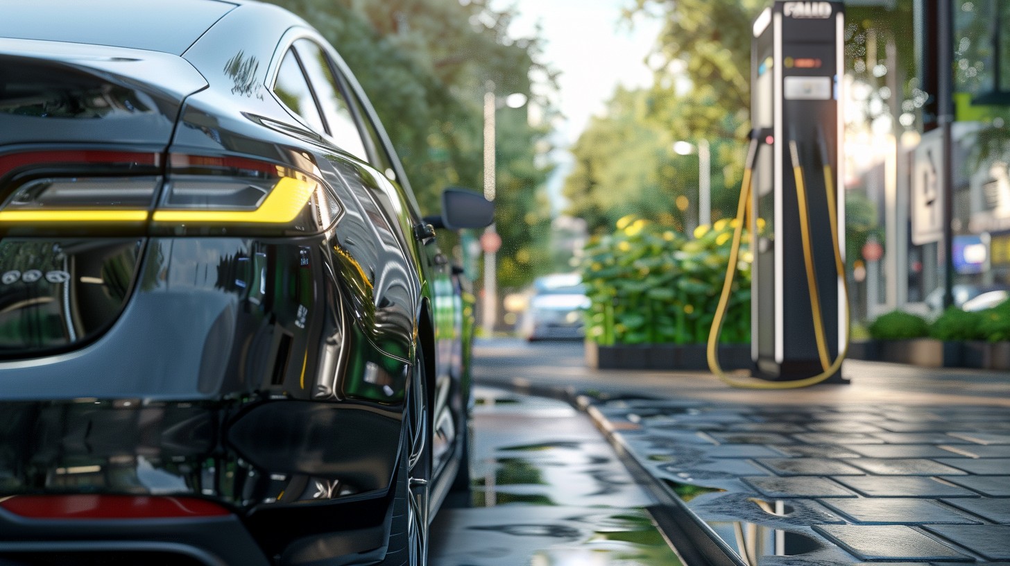 Ultra-realistic concept image of biodiesel powering a modern European car